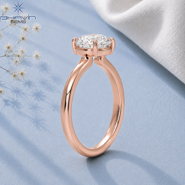 Round Brilliant Cut Solitaire Engagement Ring with Low-Profile Wire Basket in Rose Gold