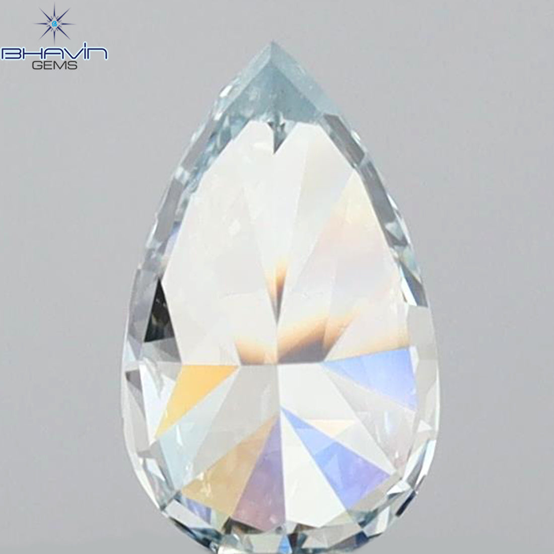 0.46 CT Natural Pear Diamond Enhanced Intense Blue Color Clarity VS1 (6.58 MM)