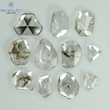 4.13 CT/10 Pcs Slice Shape Natural Diamond Salt And Papper I3 Clarity (9.25 MM)