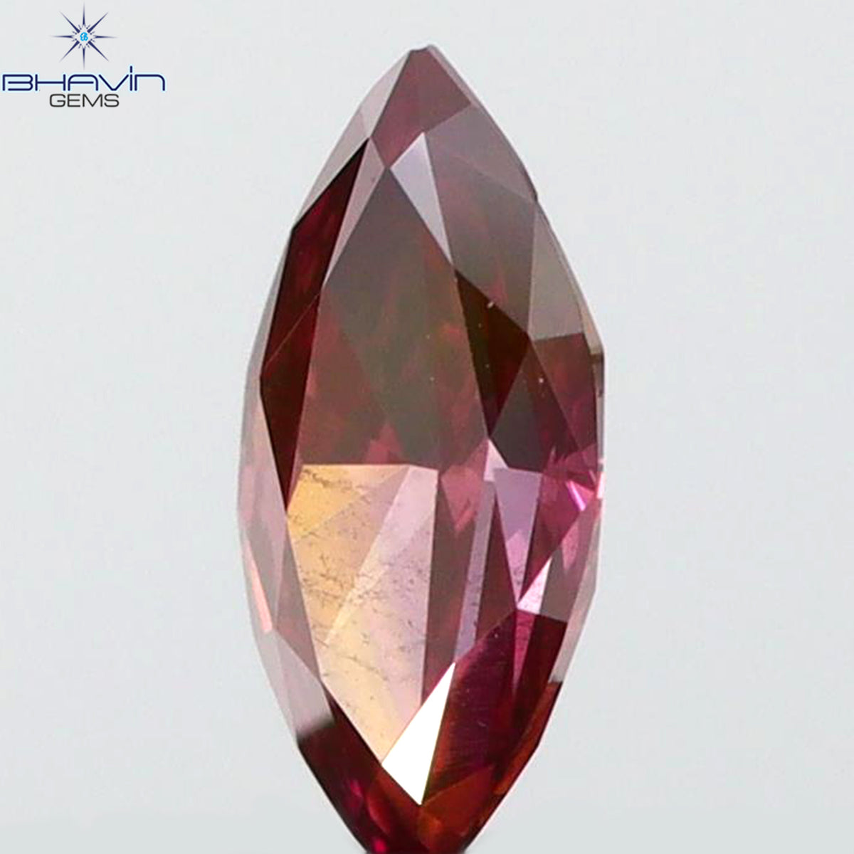 0.10 CT マーキスシェイプ 天然ルースダイヤモンド ピンクカラー VS2 クラリティ (4.32 MM)