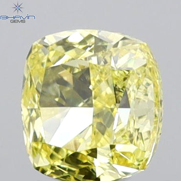 0.39 CT Cushion Shape Natural Loose Diamond Intense Yellow Color VS2 Clarity (4.17 MM)