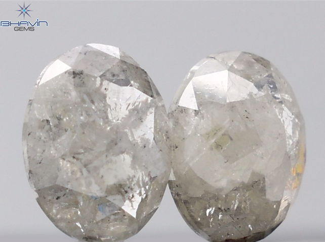 1.49 CT オーバルシェイプ 天然ダイヤモンド ソルトアンドペーパーカラー I3 クラリティ (8.15 MM)