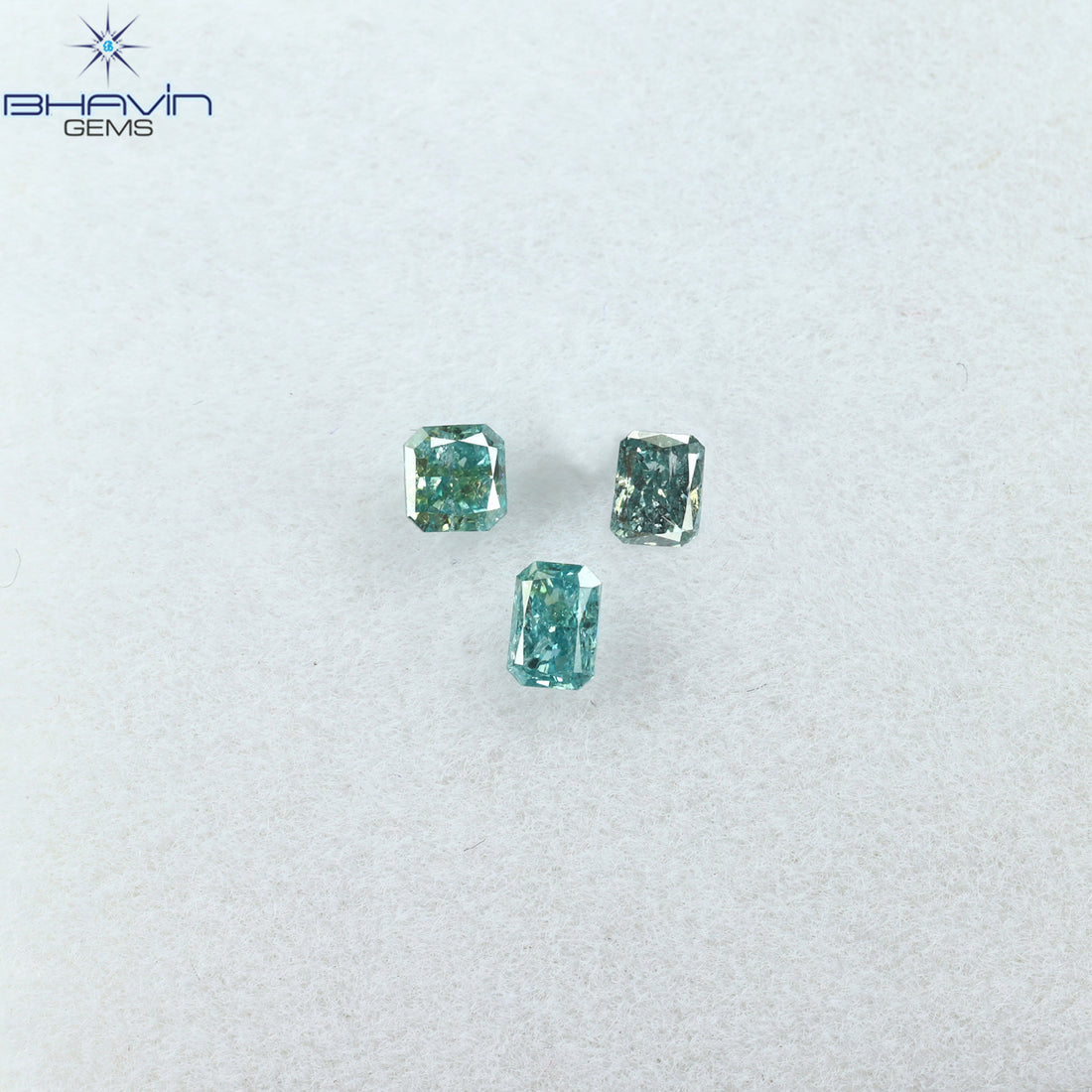 0.29 CT/3 個 ラディアント ダイヤモンド ブルーカラー 天然ダイヤモンド クラリティ SI2 (3.18 MM)