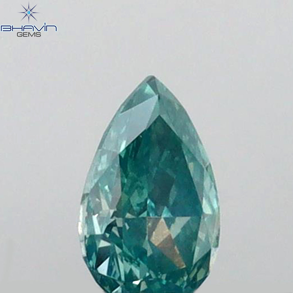 0.23 CT ペアシェイプ ナチュラル ダイヤモンド グリーン カラー I2 クラリティ (6.27 MM)