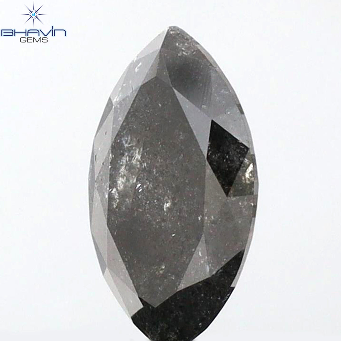 1.06 CT マーキスシェイプ 天然ルースダイヤモンド ブラック（ソルトアンドペッパー）カラー I3 クラリティ（9.08 MM）