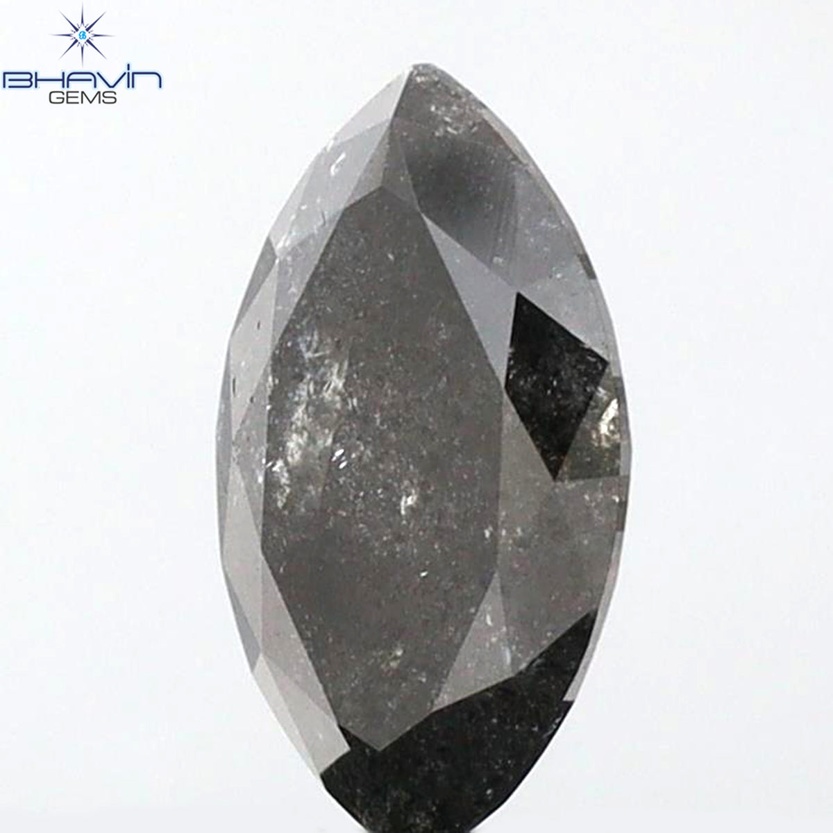 1.06 CT マーキスシェイプ 天然ルースダイヤモンド ブラック（ソルトアンドペッパー）カラー I3 クラリティ（9.08 MM）