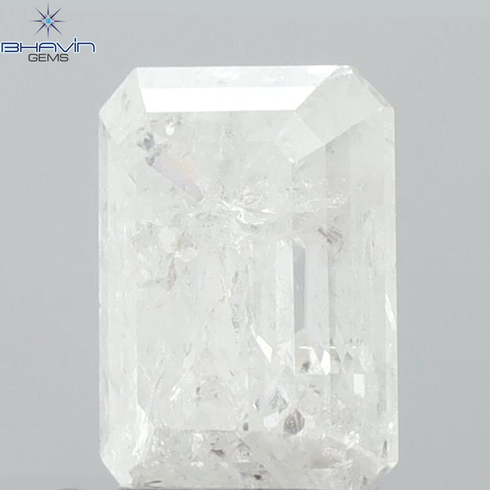 0.94 CT Emerald Shape Natural Diamond White Color I3 Clarity (6.63 MM)