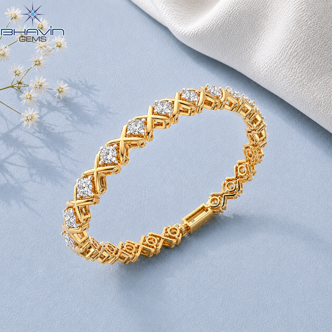Infinity Twist Round Diamond Tennis Bracelet