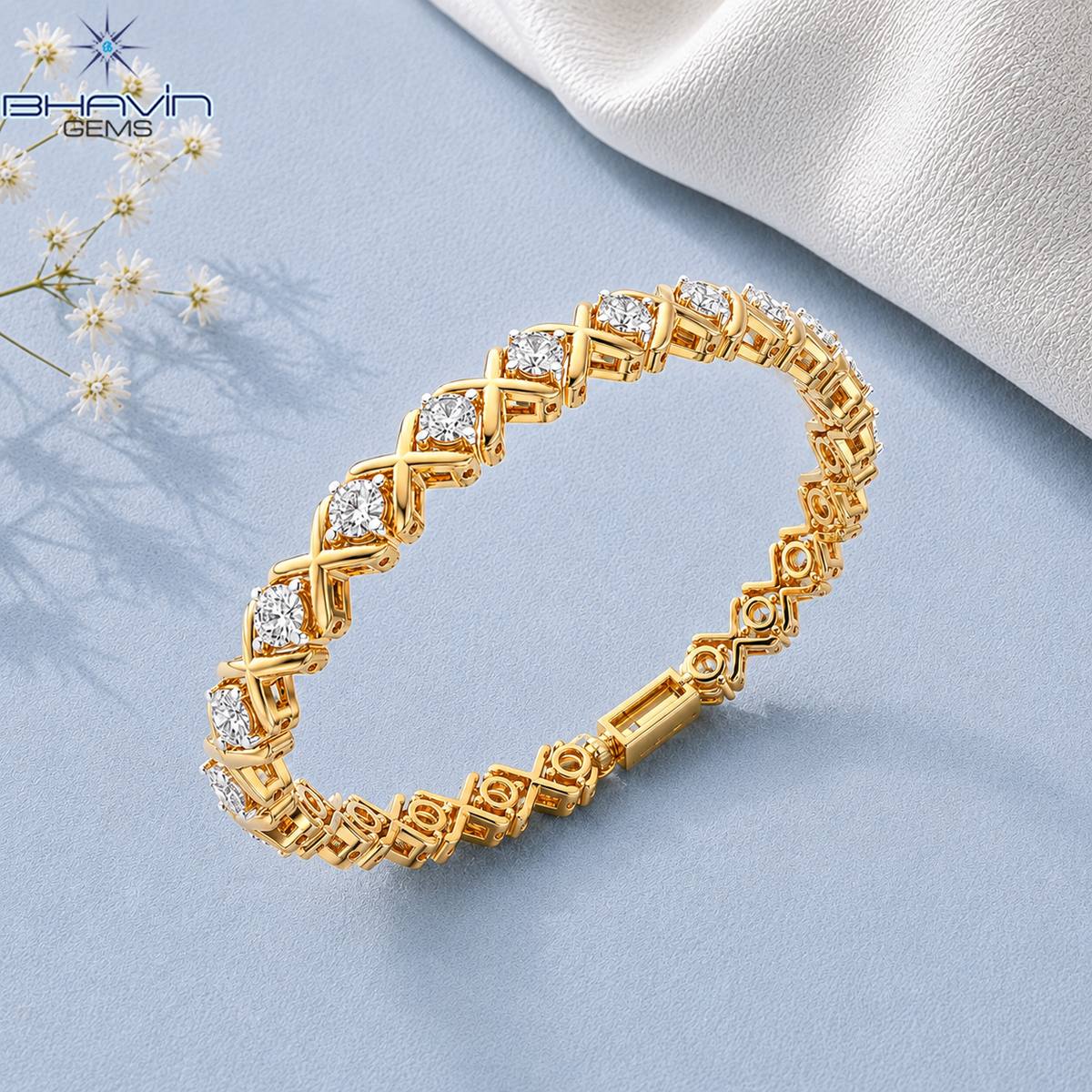 Infinity Twist Round Diamond Tennis Bracelet