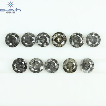 3.12 CT/11 Pcs Round Shape Natural Loose Diamond Salt And pepper Color I3 Clarity (4.25 MM)
