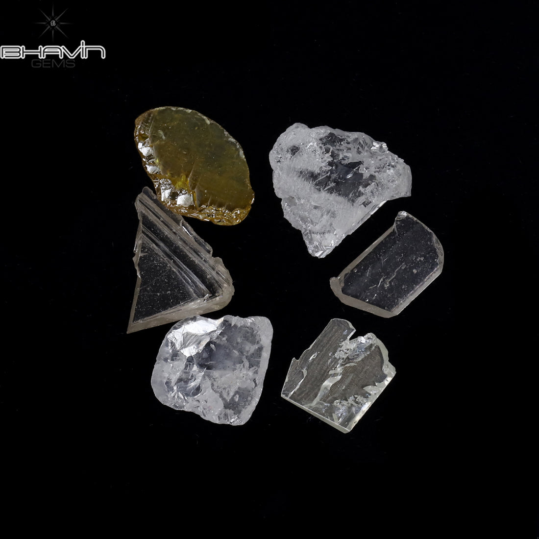 0.99 CT/6 Pcs Natural Rough Diamond White Color Clarity I2 (5.75 MM)