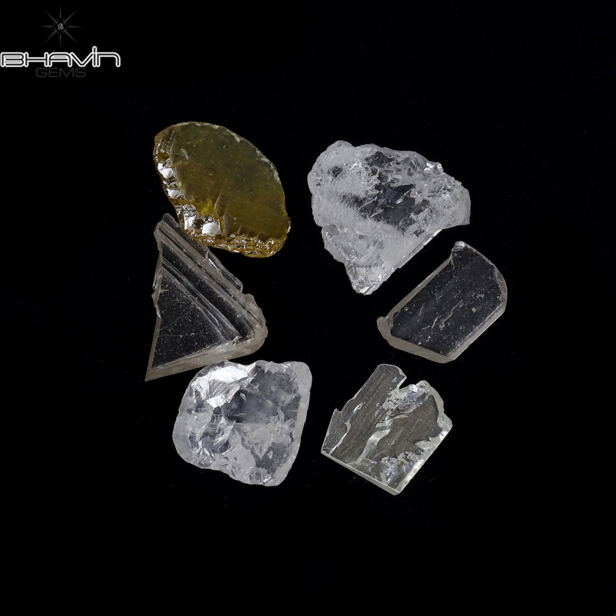 0.99 CT/6 Pcs Natural Rough Diamond White Color Clarity I2 (5.75 MM)