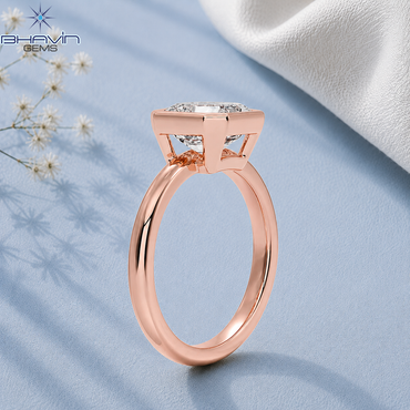 Asscher Cut Bezel Set Solitaire Engagement Ring in Rose Gold