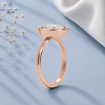 Marquise Cut Bezel Set Solitaire Engagement Ring in Rose Gold