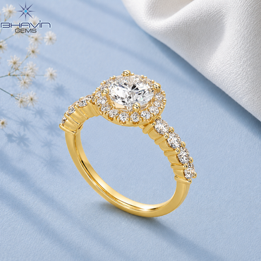Round Halo Diamond Engagement Ring with Diamond Band
