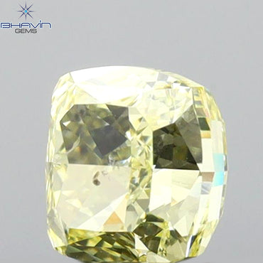 1.02 CT Cushion Diamond Yellow Color Natural Diamond I1 Clarity (5.31 MM)