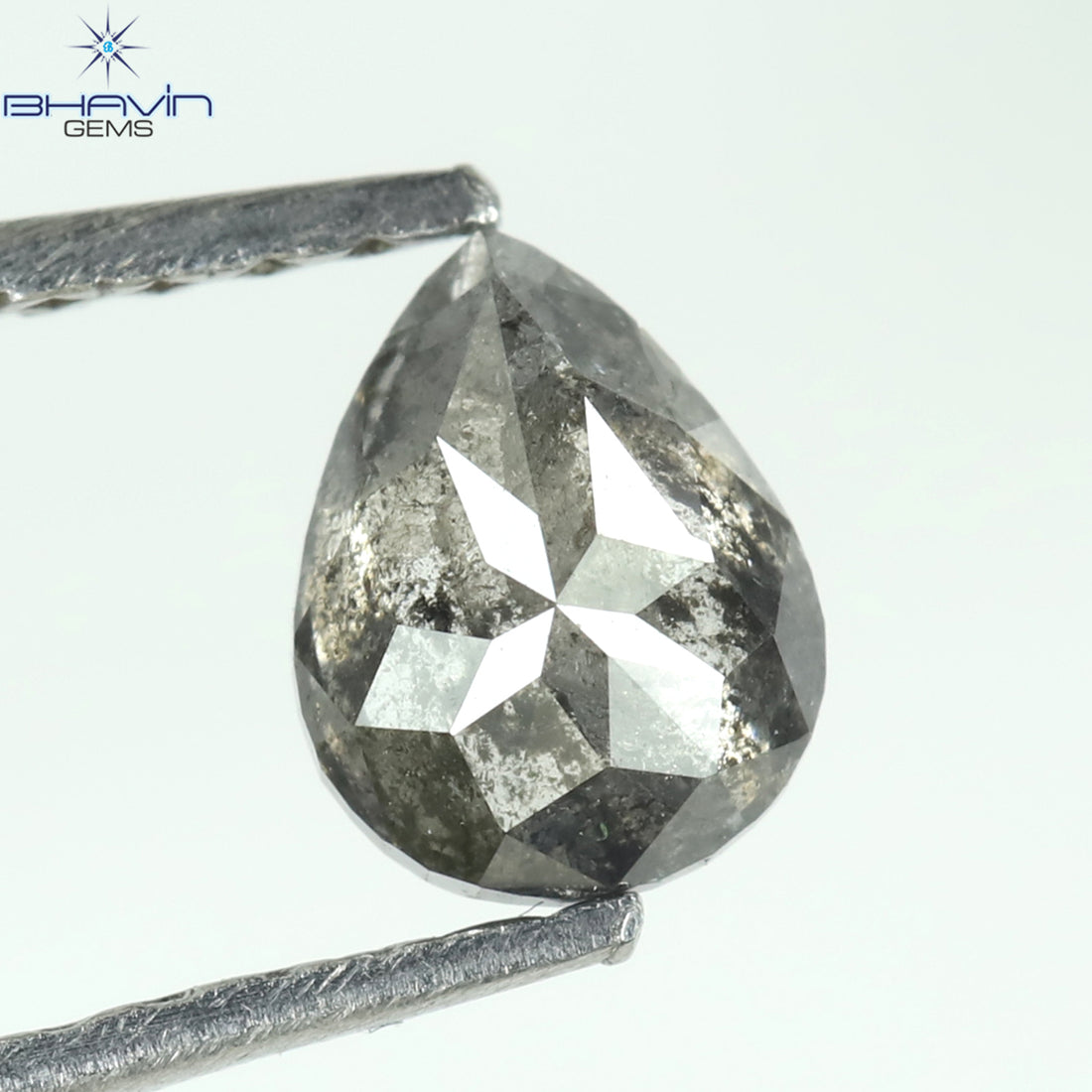 0.42 CT ペアシェイプ ナチュラル ルース ダイヤモンド ソルト アンド ペッパー カラー I3 クラリティ (5.62 MM)