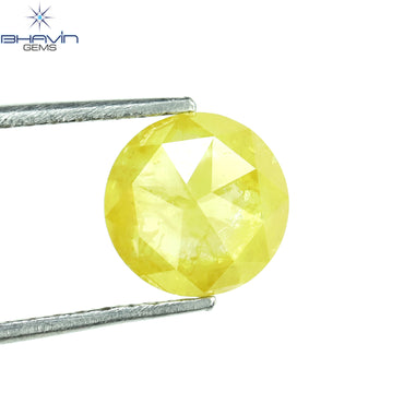 1.03 CT Round Rose Cut Shape Natural Diamond Yellow Color I3 Clarity (6.67 MM)