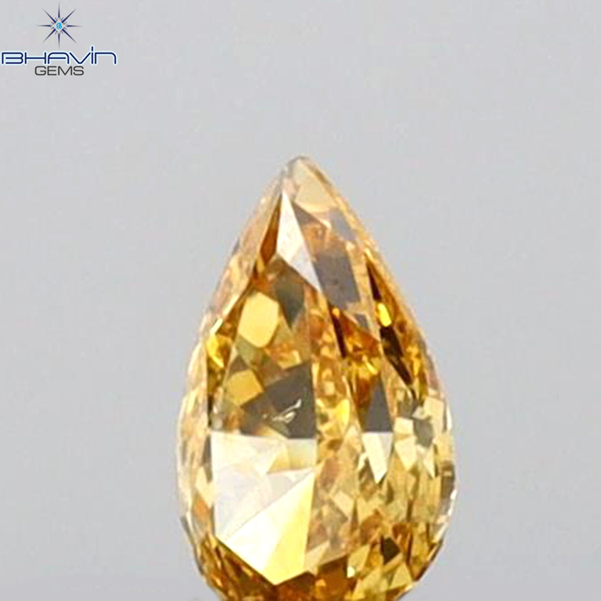 0.10 CT ペアシェイプ 天然ダイヤモンド オレンジカラー SI1 クラリティ (3.80 MM)