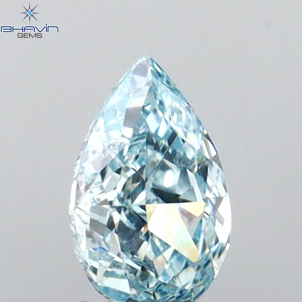 0.31 CT Pear Shape Natural Diamond Blue Color VS1 Clarity (5.40 MM)