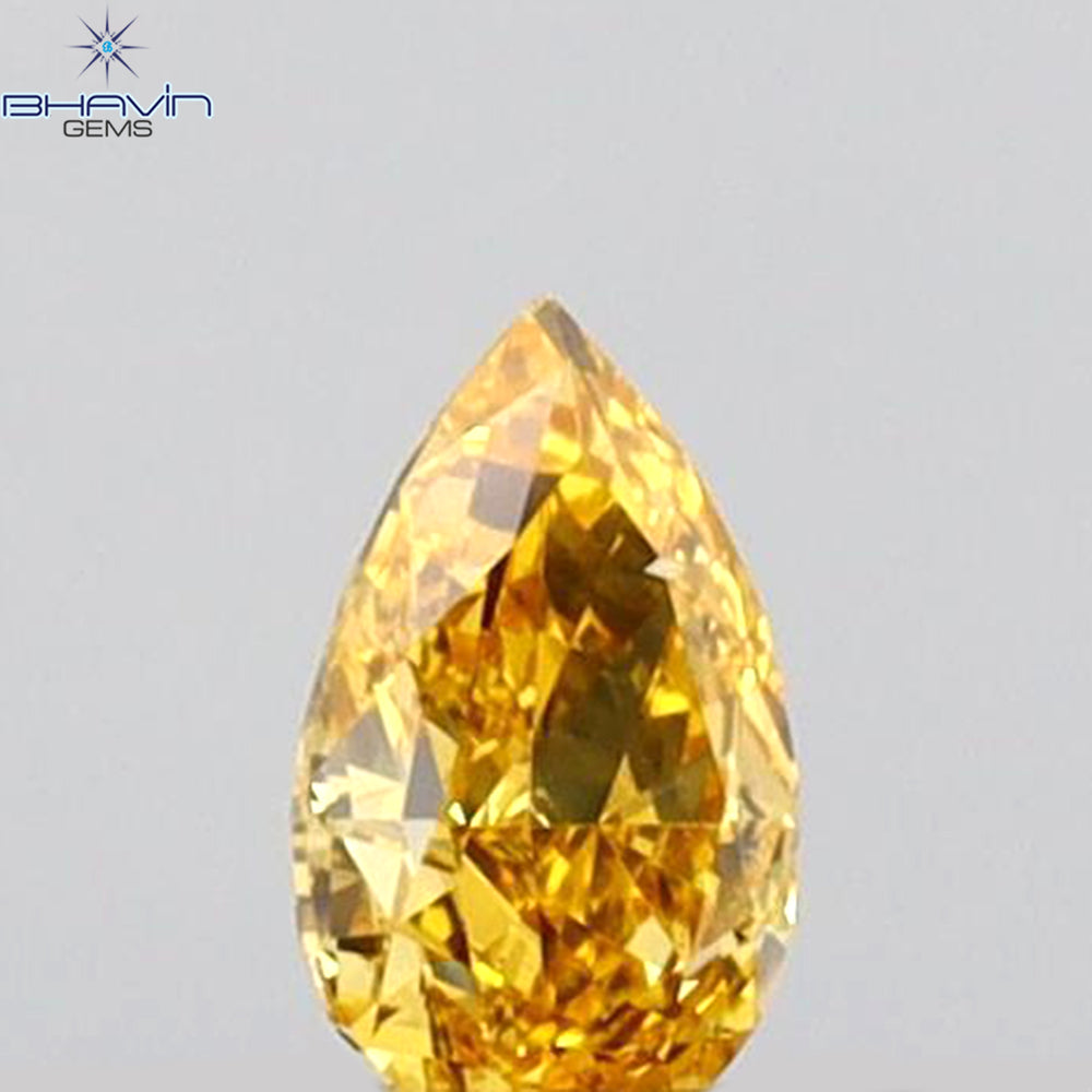 0.12 CT Pear Shape Natural Diamond Orange Color VS1 Clarity (4.03 MM)