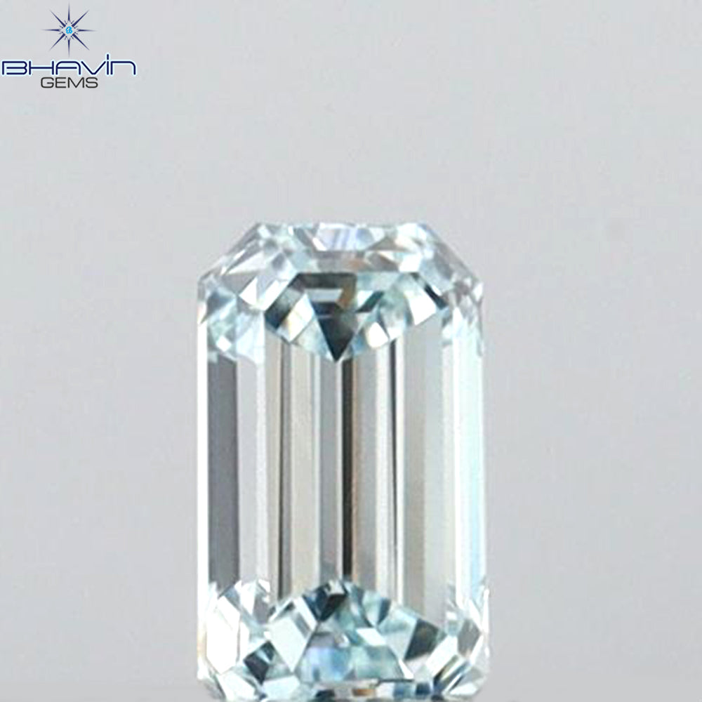 0.17 CT Emerald Shape Natural Diamond Blue Color VS1 Clarity (4.33 MM)