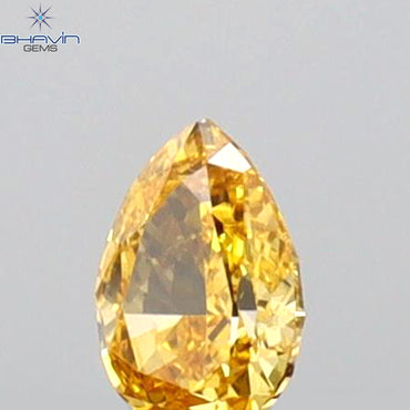 0.10 CT Pear Shape Natural Diamond Orange Color VS1 Clarity (3.55 MM)