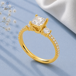 Elegant Princess Cut Three Stone Diamond Ring