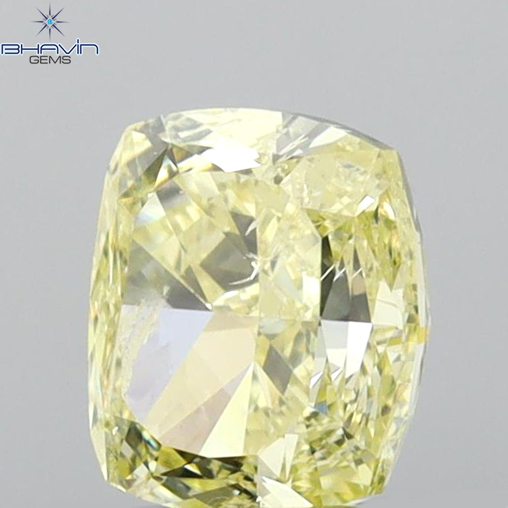 1.01 CT クッションダイヤモンド イエローカラー 天然ダイヤモンド I2 クラリティ (5.90 MM)