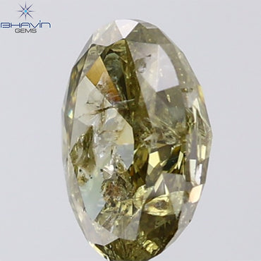 1.13 CT Oval Shape Natural Diamond Green (Chameleon) Color I3 Clarity (7.63 MM)