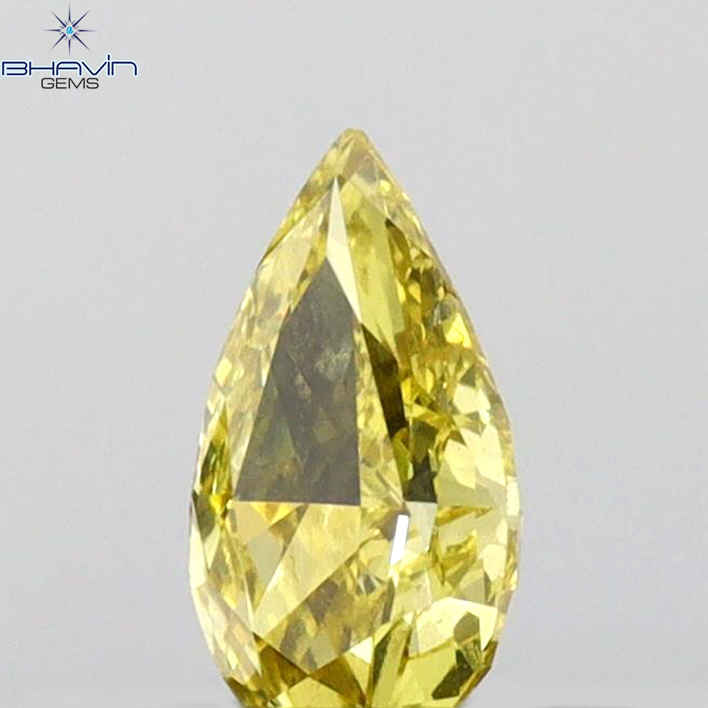 0.30 CT Pear Shape Natural Diamond Green (Chameleon) Color VS2 Clarity (6.13 MM)