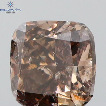 0.32 CT Cushion Shape Natural Diamond Brown Pink Color I1 Clarity (4.55 MM)