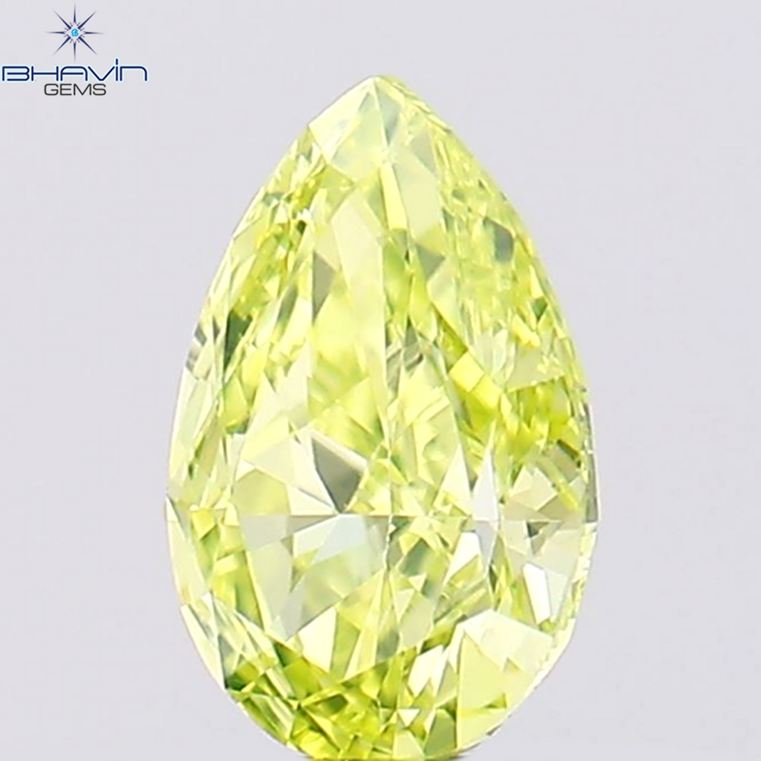 0.38 CT ペアシェイプ ナチュラル ダイヤモンド 緑がかった黄色 VS1 クラリティ (5.55 MM)