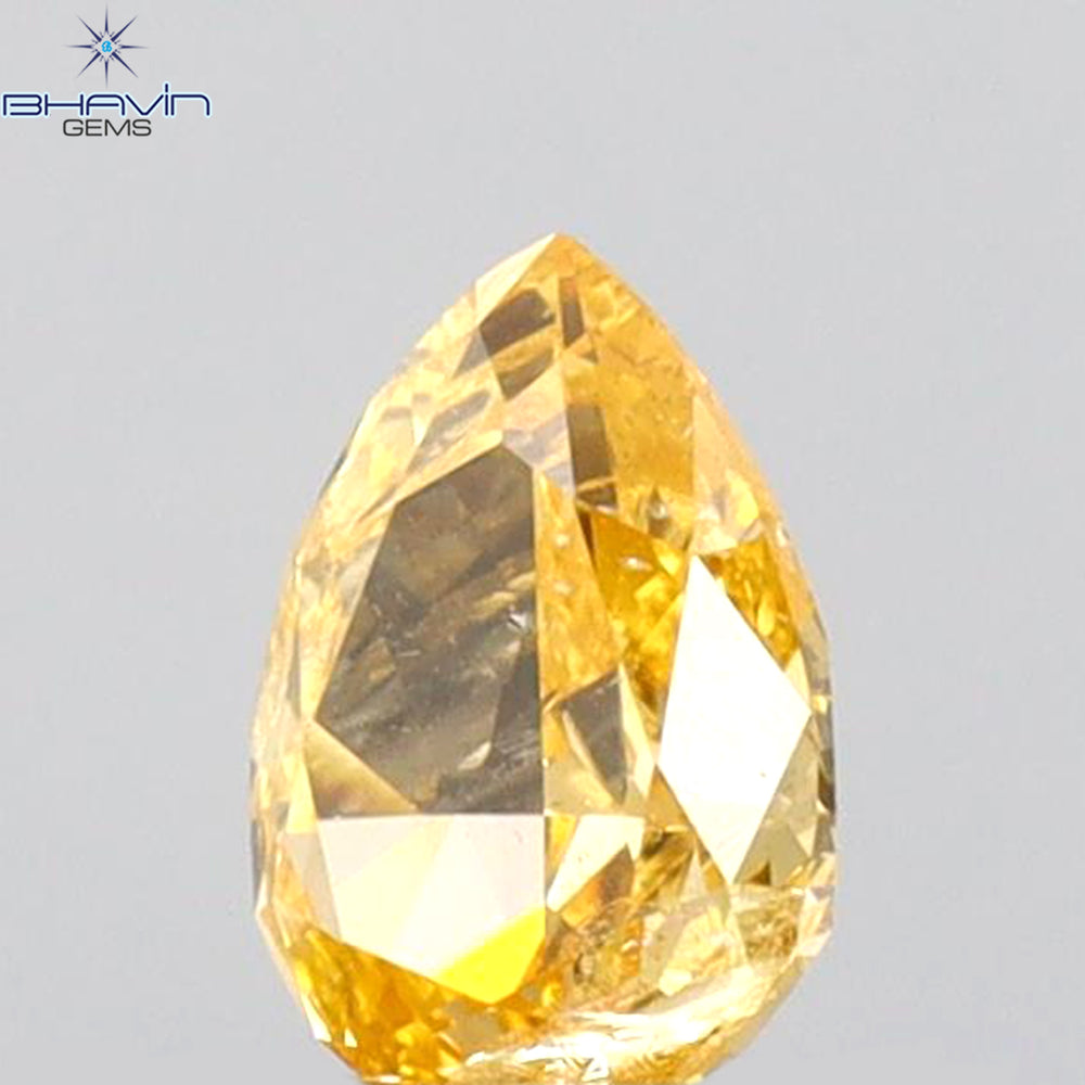 0.28 CT Pear Shape Natural Diamond Orange Yellow Color SI2 Clarity (5.16 MM)