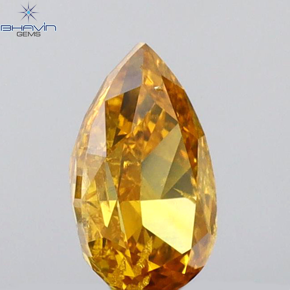 0.50 CT Pear Shape Natural Diamond Orange Color SI2 Clarity (6.31 MM)