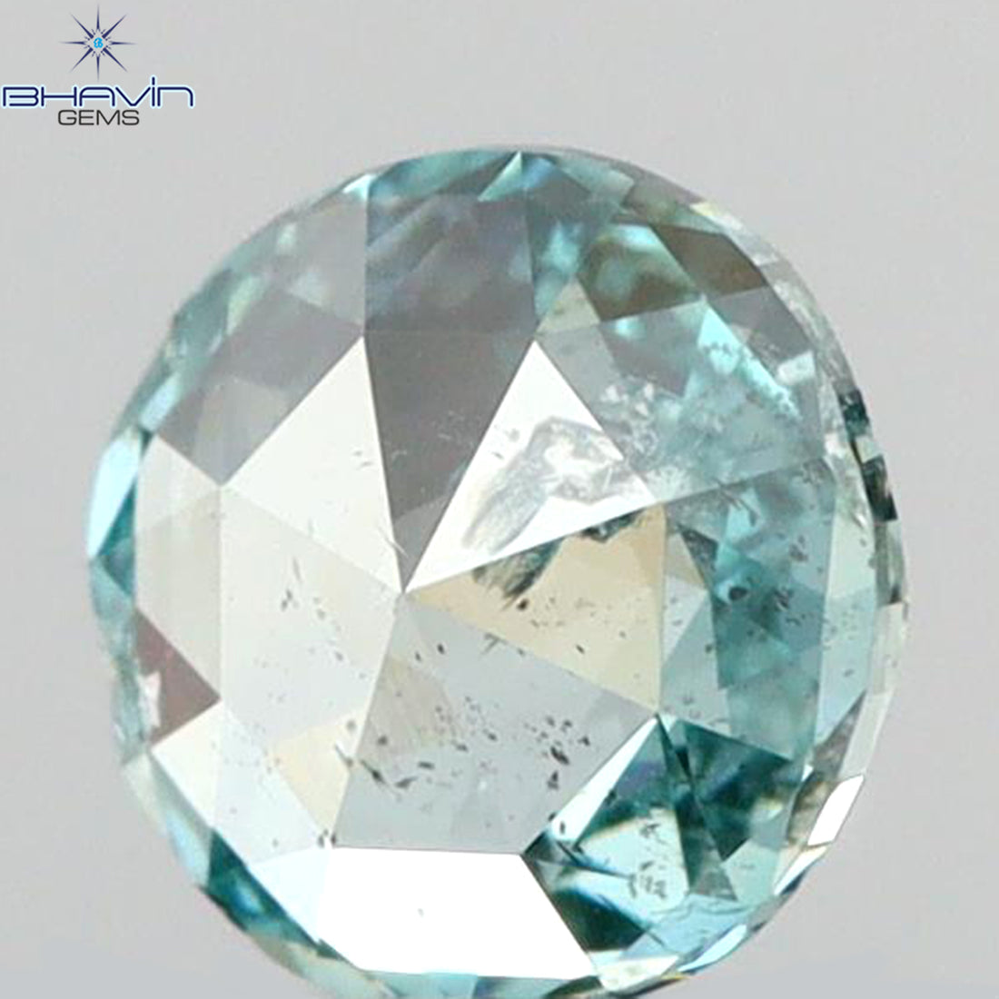 0.18 CT Natural Round Rose Cut Diamond Enhanced Intense Blue Color Clarity I1 (3.80 MM)