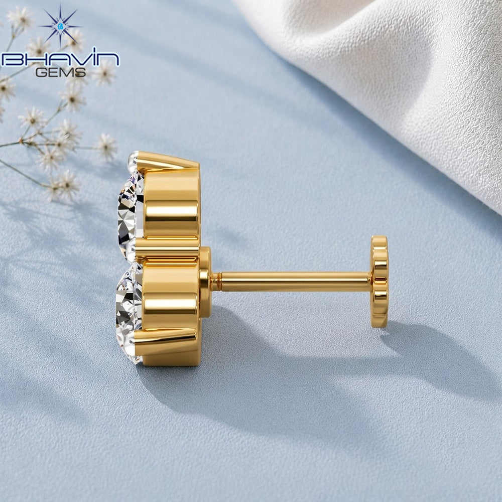 Three Stone Round Diamond Cluster Nose Pin