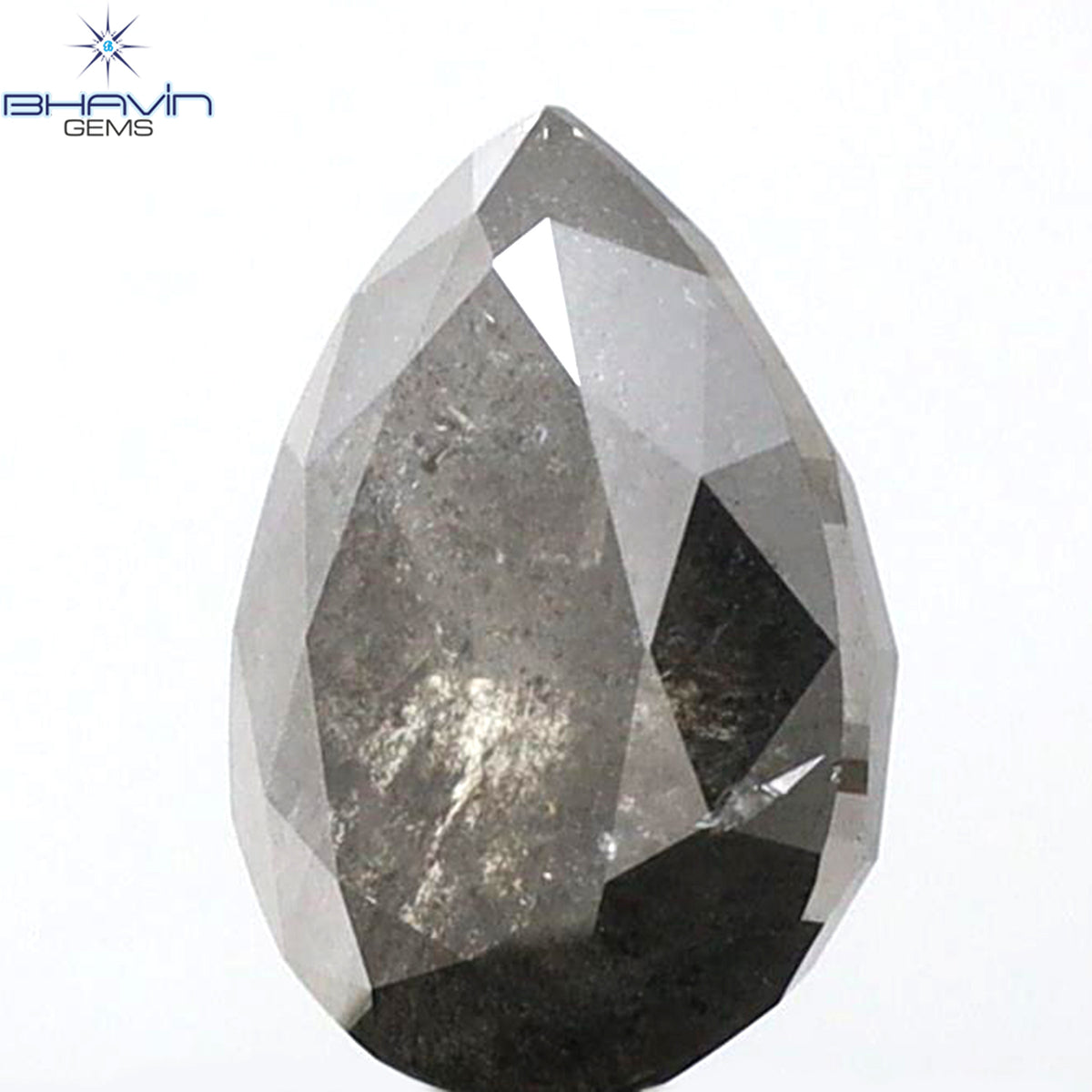 1.36 CT ペアシェイプ 天然ルースダイヤモンド ソルト＆ペッパーカラー I3 クラリティ (8.03 MM)