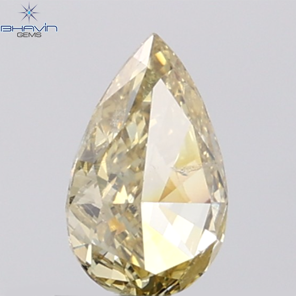 1.01 CT Pear Diamond Natural Green (Chameleon) Color I1 Clarity (8.75 MM)
