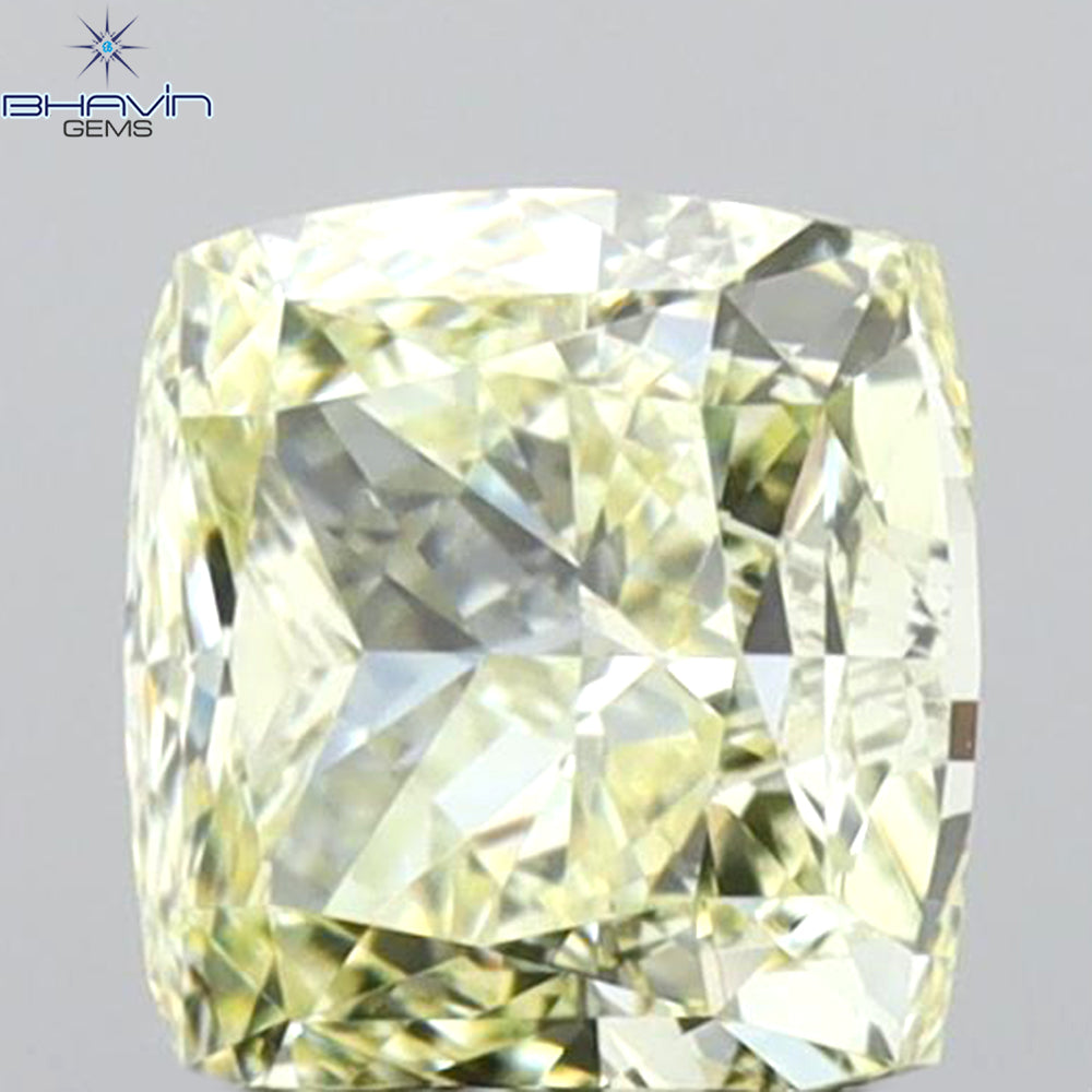 GIA Certified 1.03 CT Cushion Diamond Natural Yellow Color SI1 Clarity (5.49 MM)