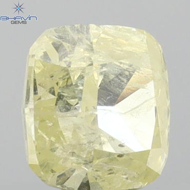 0.87 CT Cushion Shape Natural Diamond Yellow Color I3 Clarity (5.32 MM)