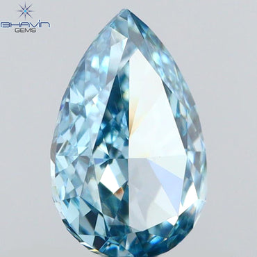 0.52 CT Pear Shape Natural Diamond Blue Color VS1 Clarity (6.43 MM)