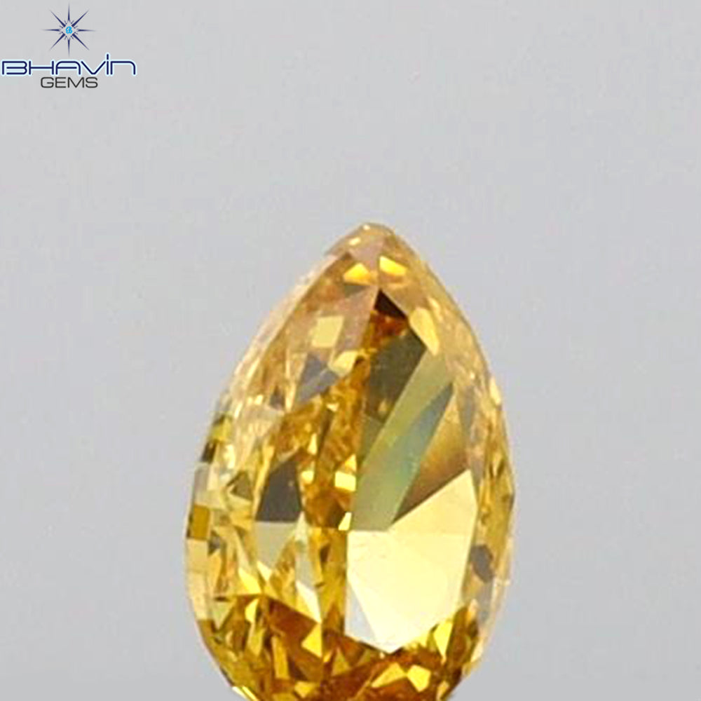 0.11 CT Pear Shape Natural Diamond Orange Color VS1 Clarity (3.50 MM)