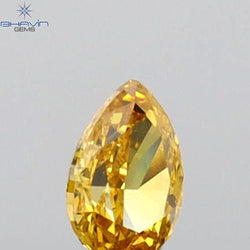 0.11 CT Pear Shape Natural Diamond Orange Color VS1 Clarity (3.50 MM)