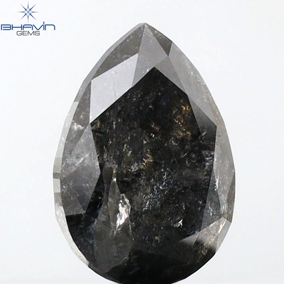 2.10 CT ペアシェイプ 天然ルースダイヤモンド ソルト＆ペッパーカラー I3 クラリティ (9.28 MM)