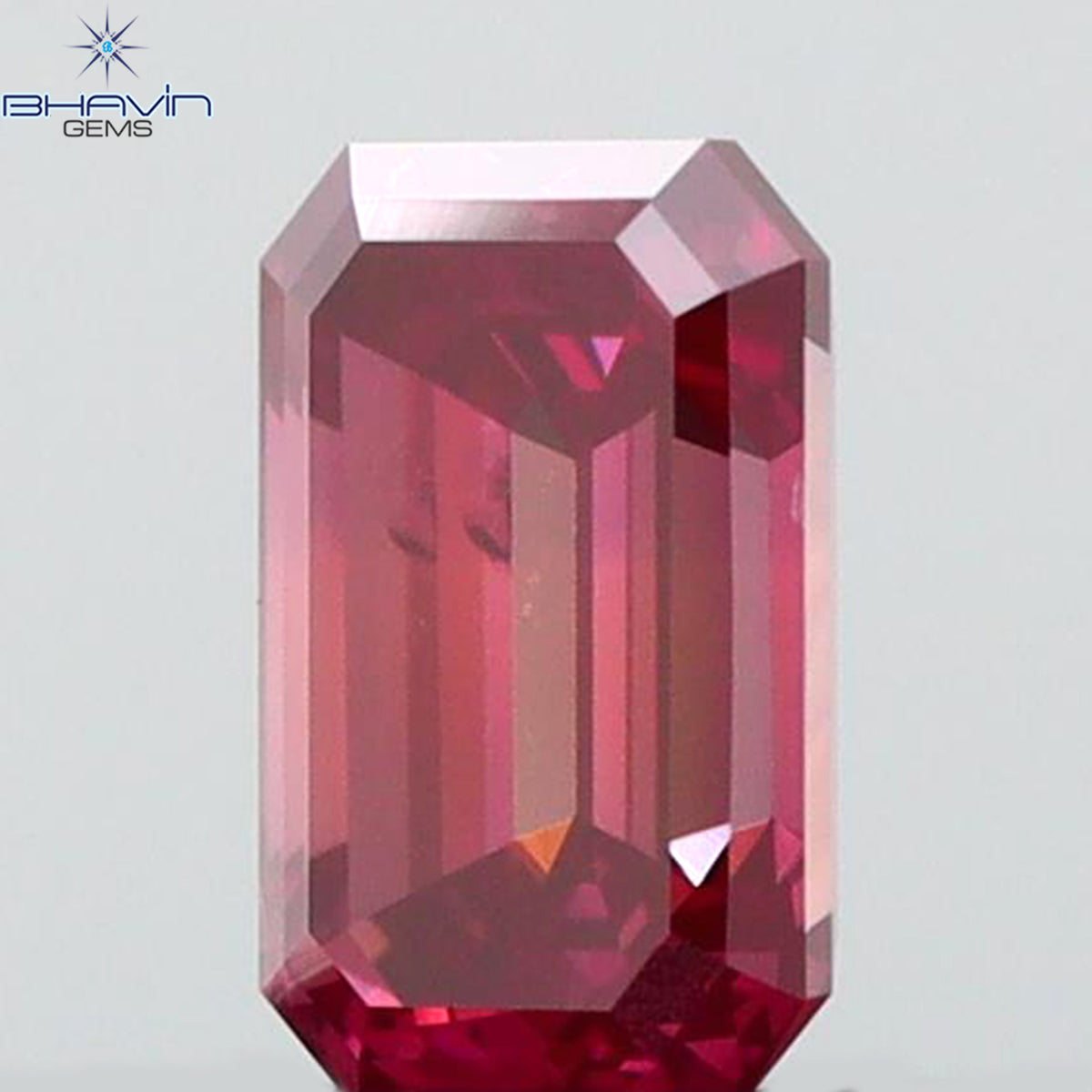 0.39 CT エメラルドシェイプ 天然ダイヤモンド ピンクカラー VS1 クラリティ (4.88 MM)