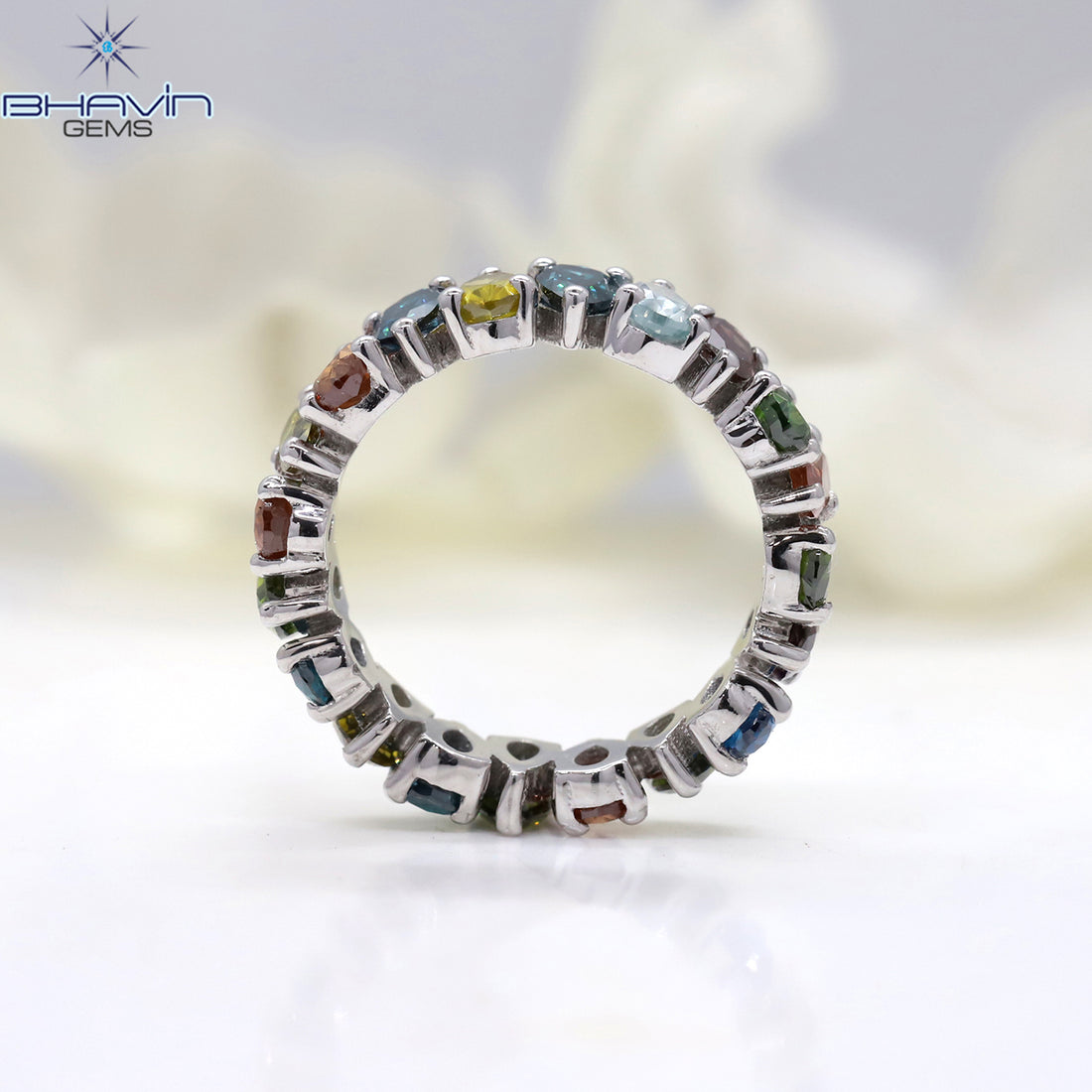 Teardrop Multi-Color Diamond Cluster Ring