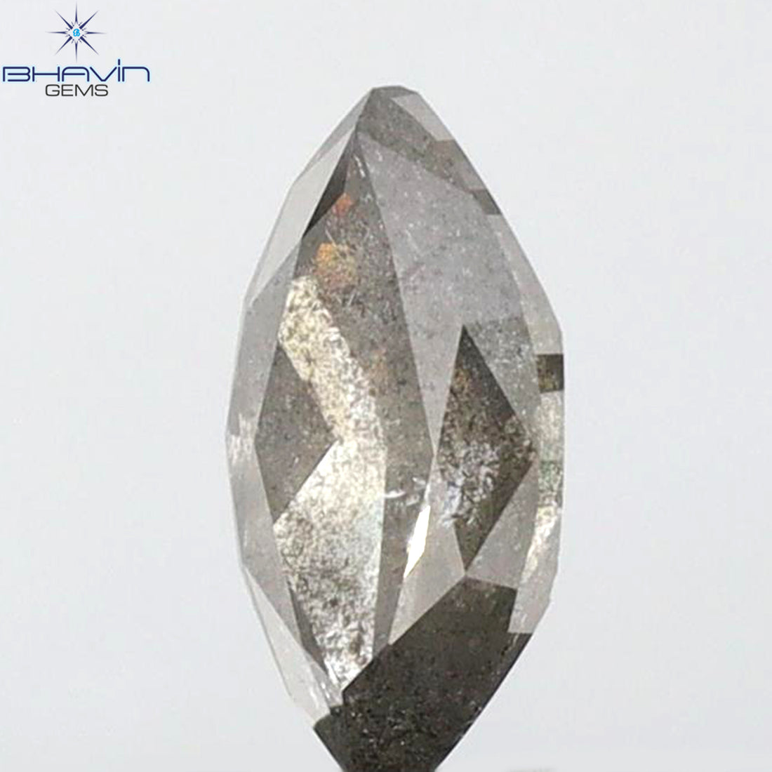0.73 CT マーキスシェイプ 天然ルースダイヤモンド ブラック（ソルトアンドペッパー）カラー I3 クラリティ（8.10 MM）