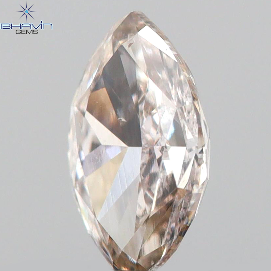 0.10 CT マーキス シェイプ ナチュラル ルース ダイヤモンド ブラウン ピンク カラー VS2 クラリティ (5.00 MM)