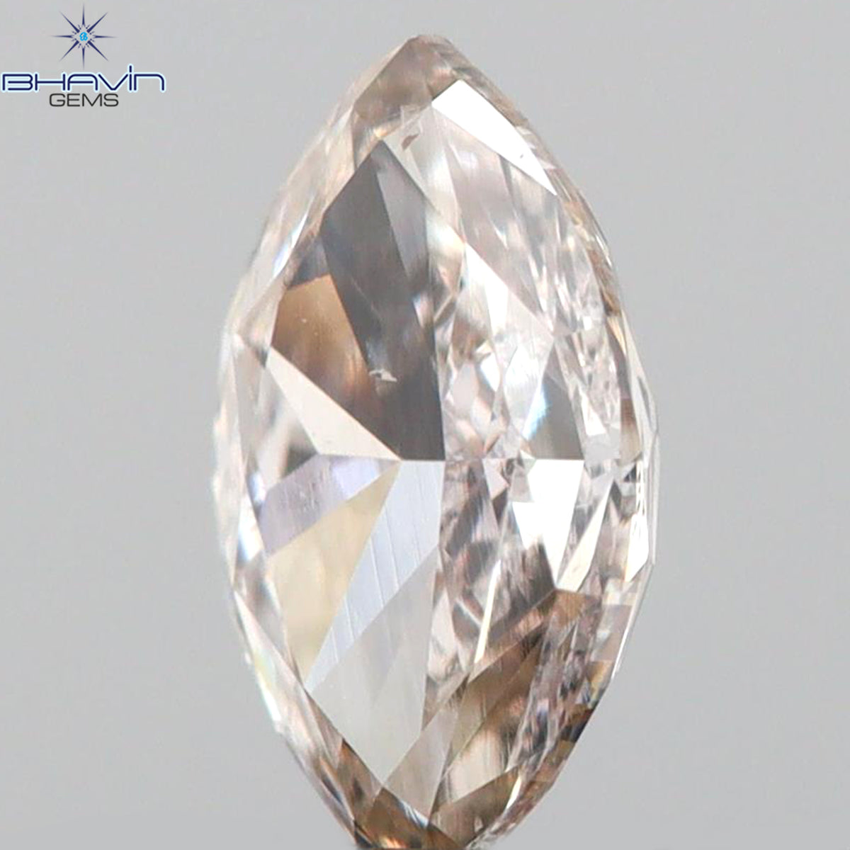 0.10 CT マーキス シェイプ ナチュラル ルース ダイヤモンド ブラウン ピンク カラー VS2 クラリティ (5.00 MM)
